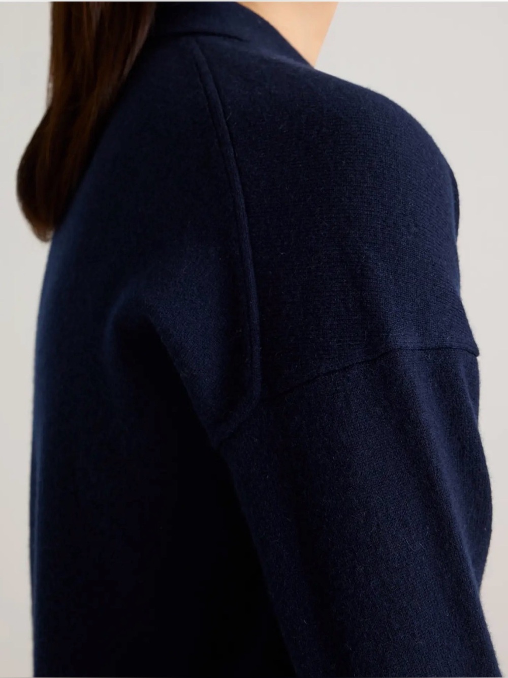 Quince 100% Mongolian Cashmere Polo Sweater in True Navy Sz M - Picture 3 of 9